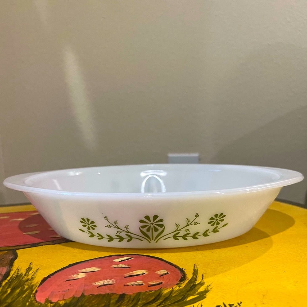 Vintage Glasbake milk white divided casserole dish